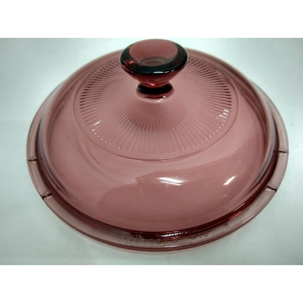 Vintage Pyrex V15C-A #5 Cranberry Vented Glass Lid 5.75 inches (Made in USA)